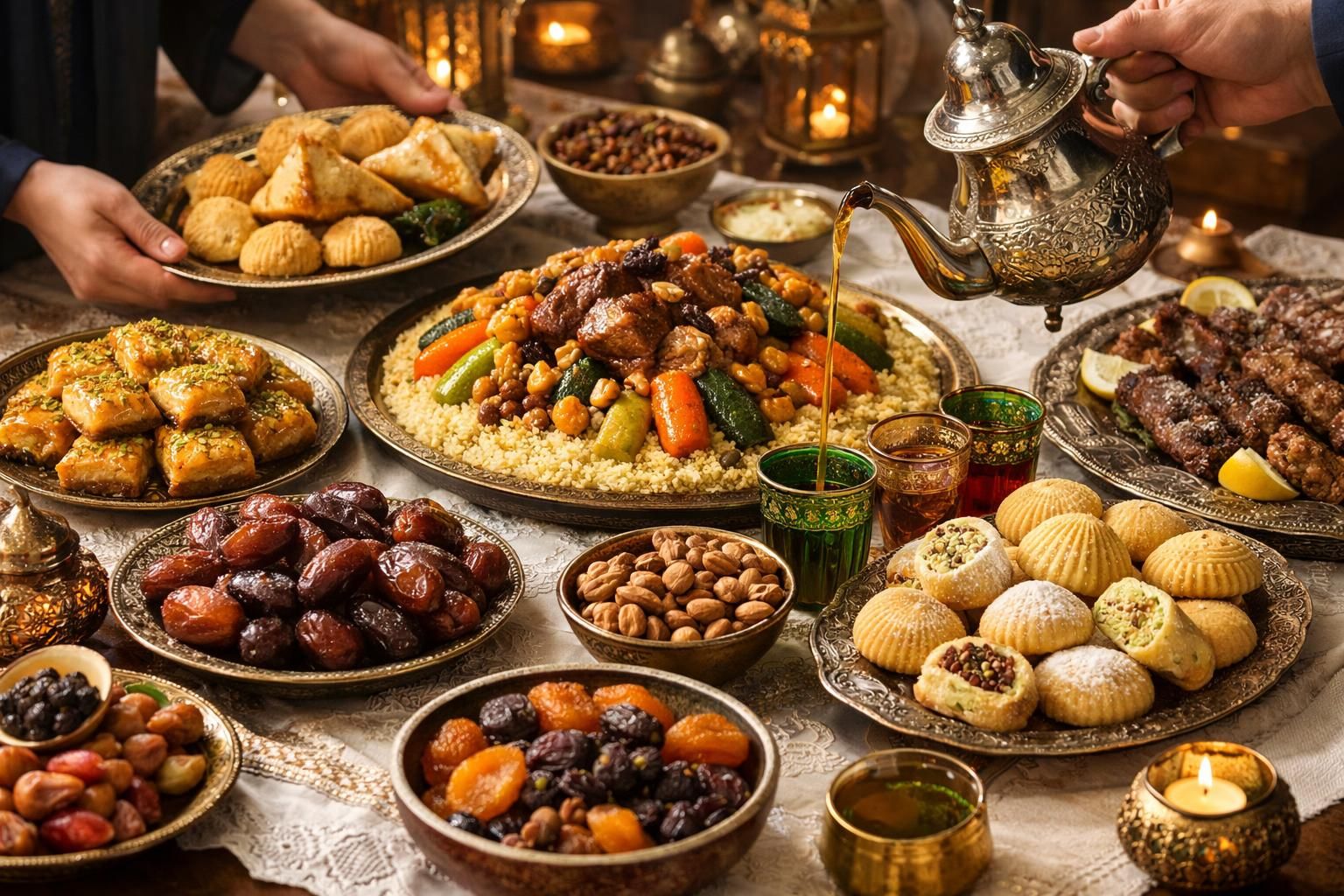 Chaque année, lorsque la lune annonce la fin du jeûne, la maison d’Amina se transforme : nappes brodées, thé fumant et une ribambelle de plats qui racontent une histoire familiale. Cet article explore les Recettes traditionnelles qui rythment l’Aïd al-Fitr, [&hellip;]